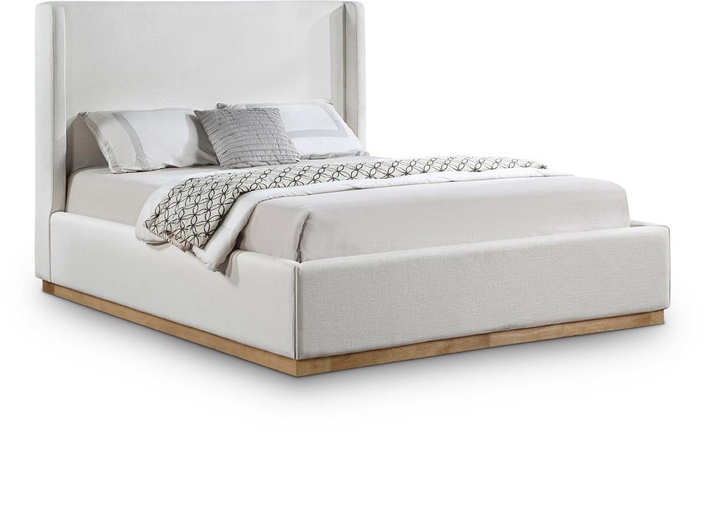 Meridian Furniture - Flynn Cream Linen Textured Fabric King Bed - FlynnCream-K veiw 1