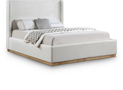 Meridian Furniture - Flynn Cream Linen Textured Fabric King Bed - FlynnCream-K veiw 1
