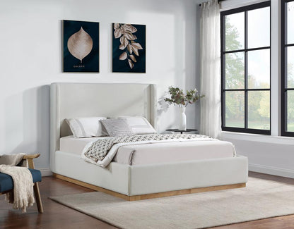 Meridian Furniture - Flynn Cream Linen Textured Fabric King Bed - FlynnCream-K veiw 2
