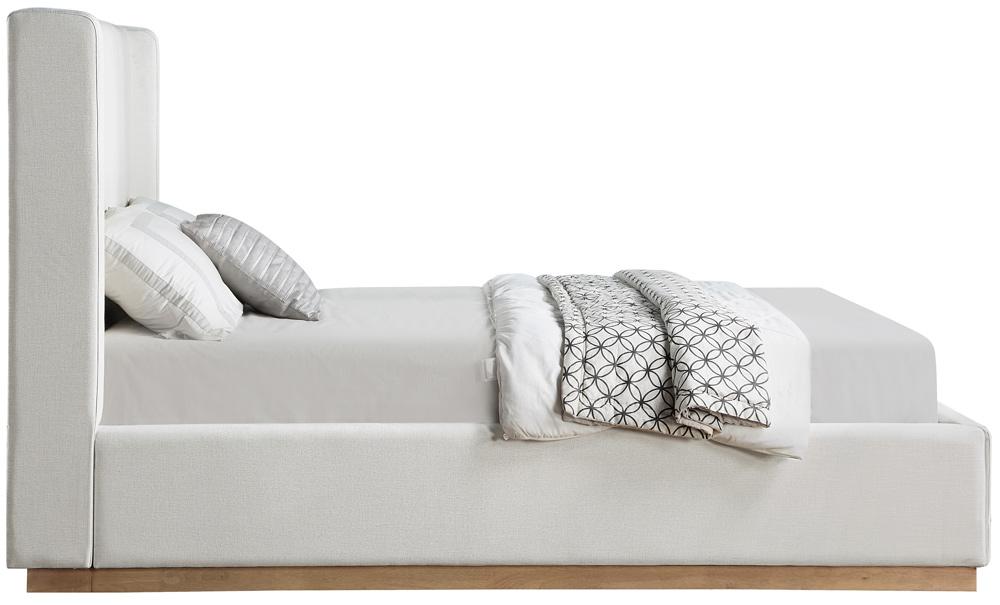 Meridian Furniture - Flynn Cream Linen Textured Fabric King Bed - FlynnCream-K veiw 4