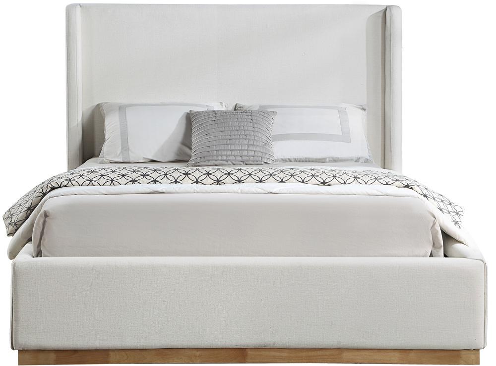 Meridian Furniture - Flynn Cream Linen Textured Fabric Queen Bed - FlynnCream-Q veiw 3