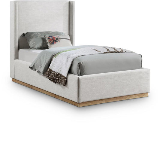 Meridian Furniture - Flynn Cream Linen Textured Fabric Twin Bed - FlynnCream-T veiw 1