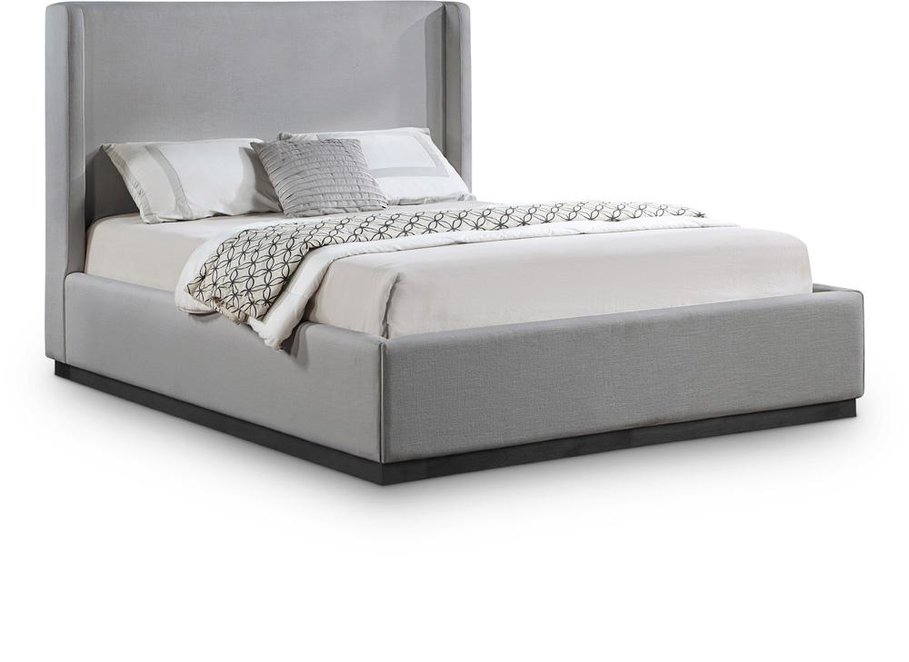 Meridian Furniture - Flynn Grey Linen Textured Fabric King Bed - FlynnGrey-K veiw 1