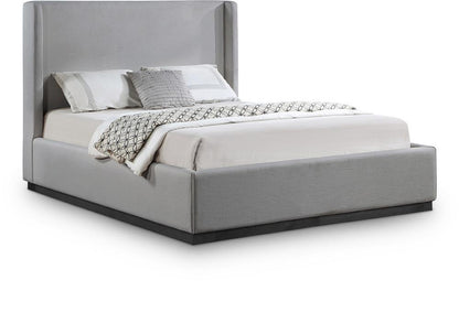 Meridian Furniture - Flynn Grey Linen Textured Fabric King Bed - FlynnGrey-K veiw 1