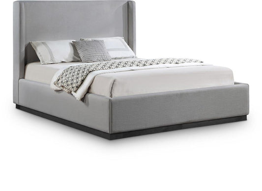 Meridian Furniture - Flynn Grey Linen Textured Fabric King Bed - FlynnGrey-K veiw 1