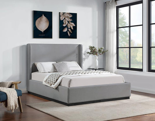 Meridian Furniture - Flynn Grey Linen Textured Fabric King Bed - FlynnGrey-K veiw 2