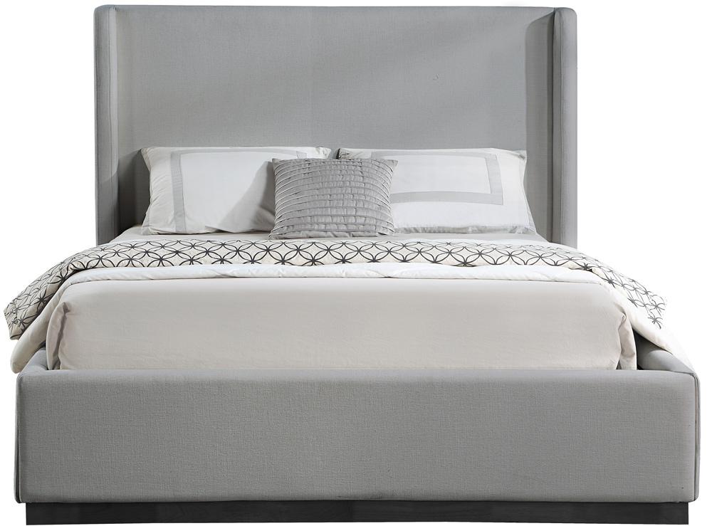 Meridian Furniture - Flynn Grey Linen Textured Fabric King Bed - FlynnGrey-K veiw 3