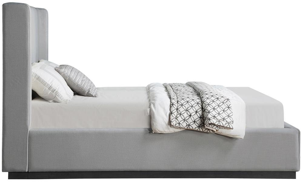 Meridian Furniture - Flynn Grey Linen Textured Fabric Queen Bed - FlynnGrey-Q veiw 4