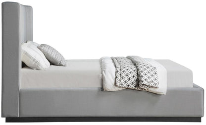 Meridian Furniture - Flynn Grey Linen Textured Fabric Queen Bed - FlynnGrey-Q veiw 4