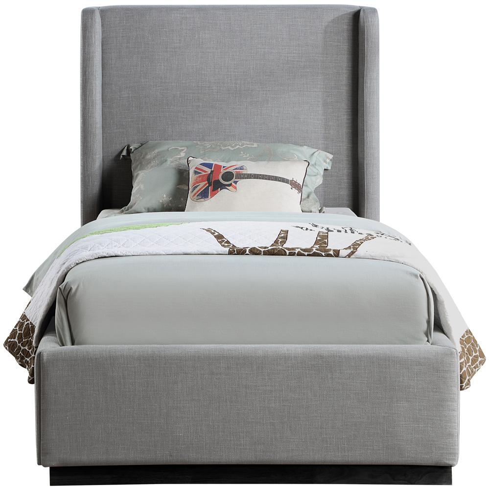 Meridian Furniture - Flynn Grey Linen Textured Fabric Twin Bed - FlynnGrey-T veiw 3
