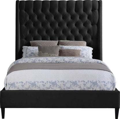 Meridian Furniture - Fritz Black Velvet Queen Bed - FritzBlack-Q veiw 3