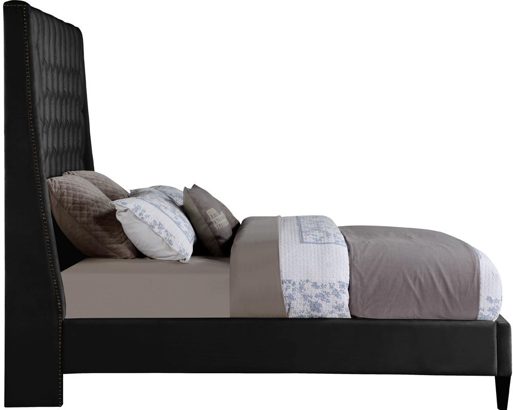 Meridian Furniture - Fritz Black Velvet Queen Bed - FritzBlack-Q veiw 4