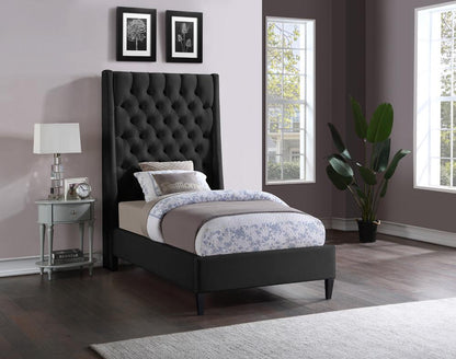 Meridian Furniture - Fritz Black Velvet Twin Bed - FritzBlack-T veiw 2