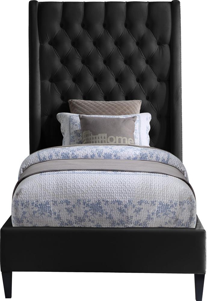 Meridian Furniture - Fritz Black Velvet Twin Bed - FritzBlack-T veiw 3