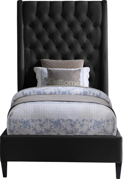 Meridian Furniture - Fritz Black Velvet Twin Bed - FritzBlack-T veiw 3