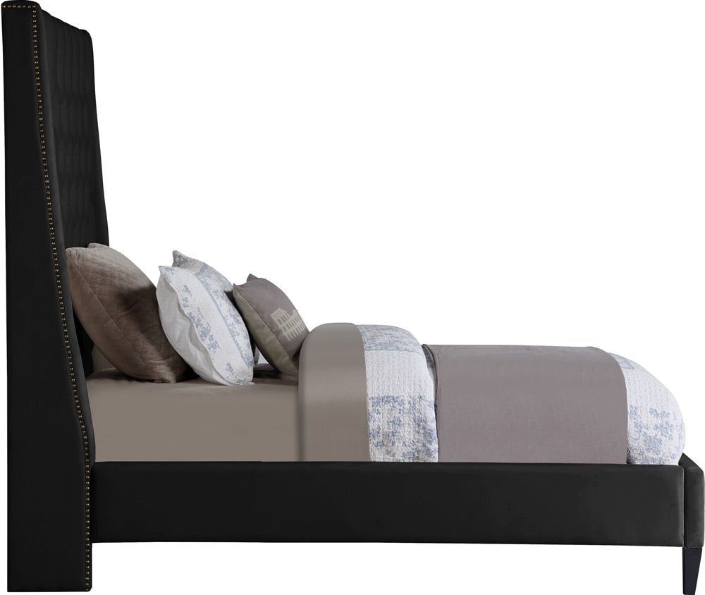 Meridian Furniture - Fritz Black Velvet Twin Bed - FritzBlack-T veiw 4