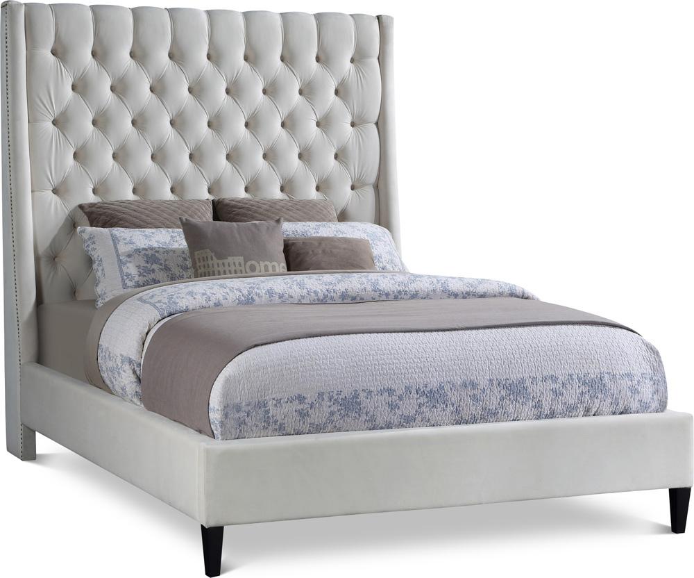 Meridian Furniture - Fritz Cream Velvet King Bed - FritzCream-K veiw 1