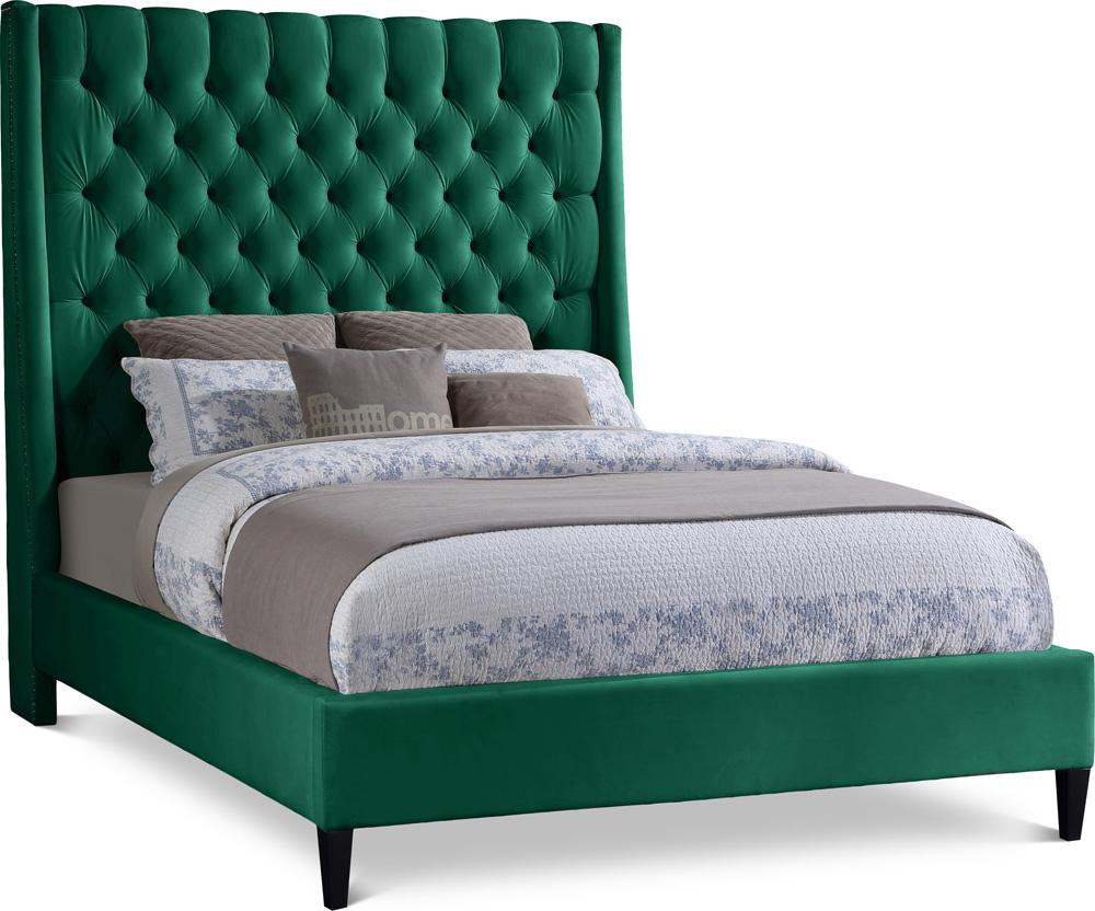 Meridian Furniture - Fritz Green Velvet Full Bed - FritzGreen-F veiw 1