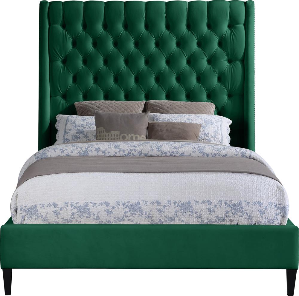 Meridian Furniture - Fritz Green Velvet Full Bed - FritzGreen-F veiw 3