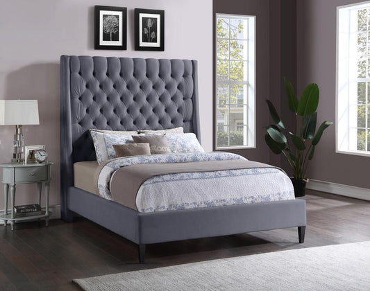 Meridian Furniture - Fritz Grey Velvet King Bed - FritzGrey-K veiw 2