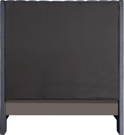 Meridian Furniture - Fritz Grey Velvet Queen Bed - FritzGrey-Q veiw 5