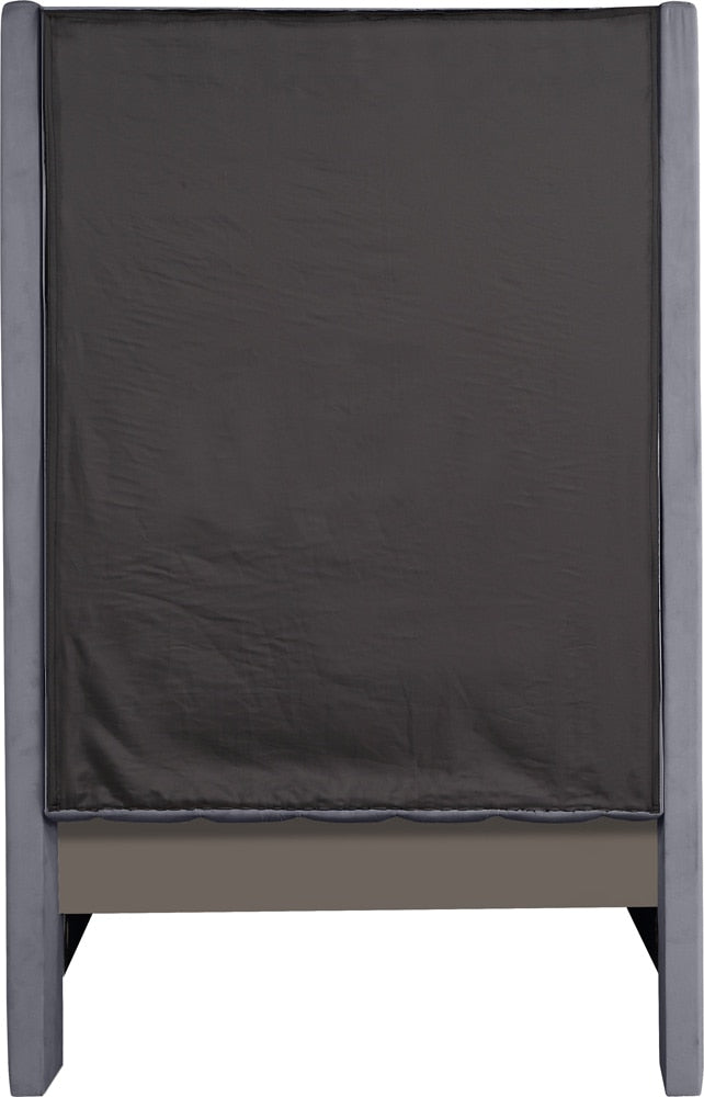 Meridian Furniture - Fritz Grey Velvet Twin Bed - FritzGrey-T veiw 5
