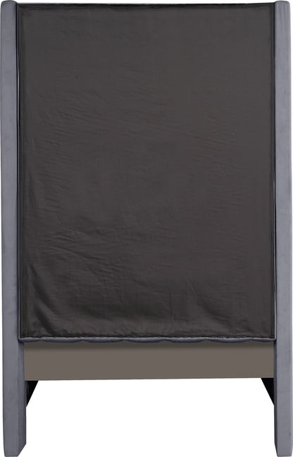 Meridian Furniture - Fritz Grey Velvet Twin Bed - FritzGrey-T veiw 5