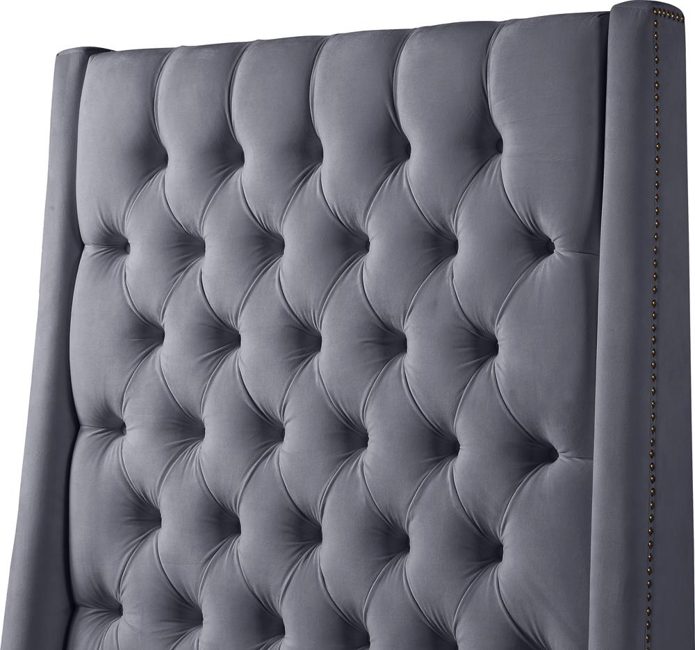 Meridian Furniture - Fritz Grey Velvet Twin Bed - FritzGrey-T veiw 6