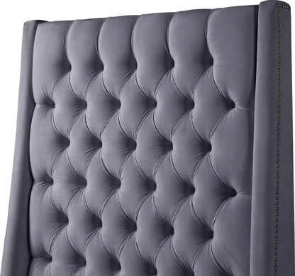 Meridian Furniture - Fritz Grey Velvet Twin Bed - FritzGrey-T veiw 6