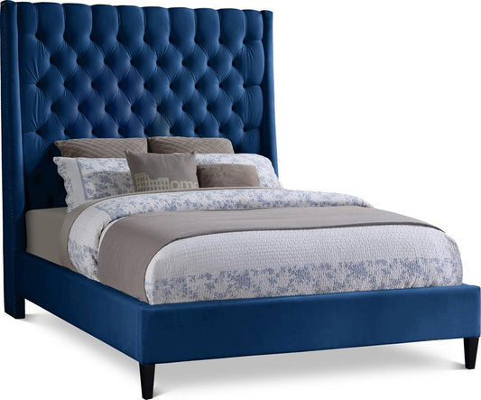 Meridian Furniture - Fritz Navy Velvet Full Bed - FritzNavy-F veiw 1