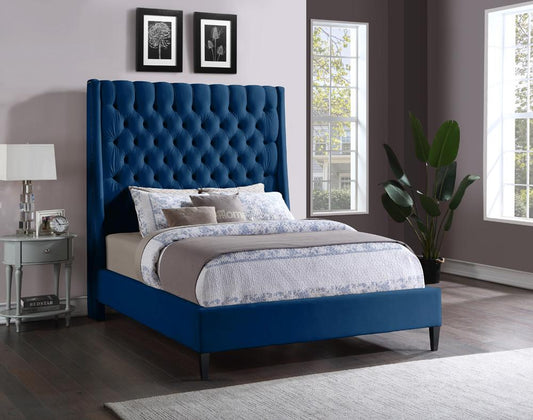 Meridian Furniture - Fritz Navy Velvet Full Bed - FritzNavy-F veiw 2