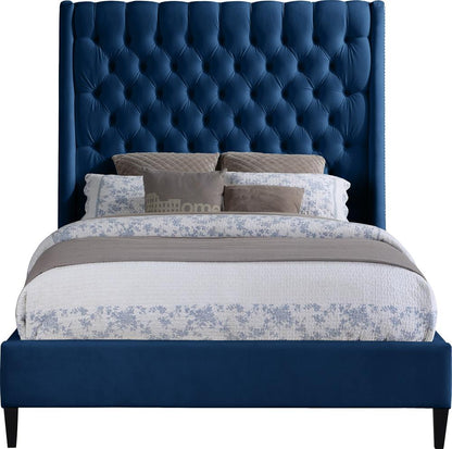 Meridian Furniture - Fritz Navy Velvet Full Bed - FritzNavy-F veiw 3