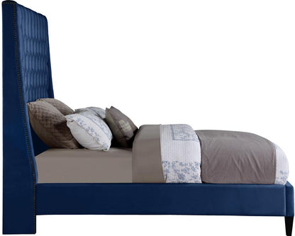 Meridian Furniture - Fritz Navy Velvet Full Bed - FritzNavy-F veiw 4