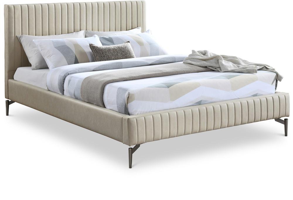 Meridian Furniture - Gallo Beige Vegan Leather Queen Bed - GalloBeige-Q veiw 1