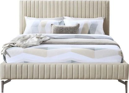 Meridian Furniture - Gallo Beige Vegan Leather Queen Bed - GalloBeige-Q veiw 3