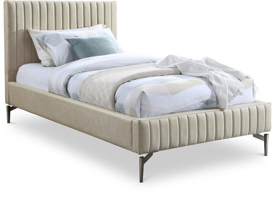 Meridian Furniture - Gallo Beige Vegan Leather Twin Bed - GalloBeige-T veiw 1