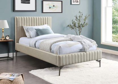 Meridian Furniture - Gallo Beige Vegan Leather Twin Bed - GalloBeige-T veiw 2