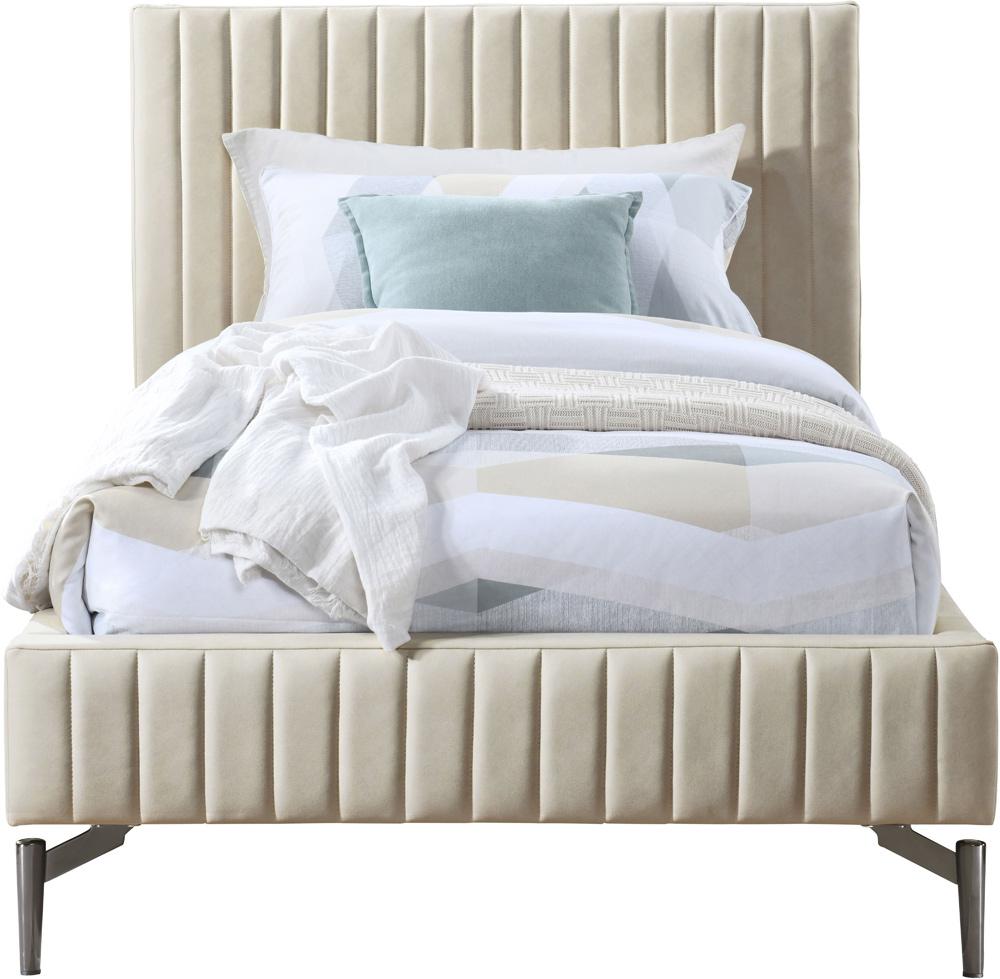 Meridian Furniture - Gallo Beige Vegan Leather Twin Bed - GalloBeige-T veiw 3
