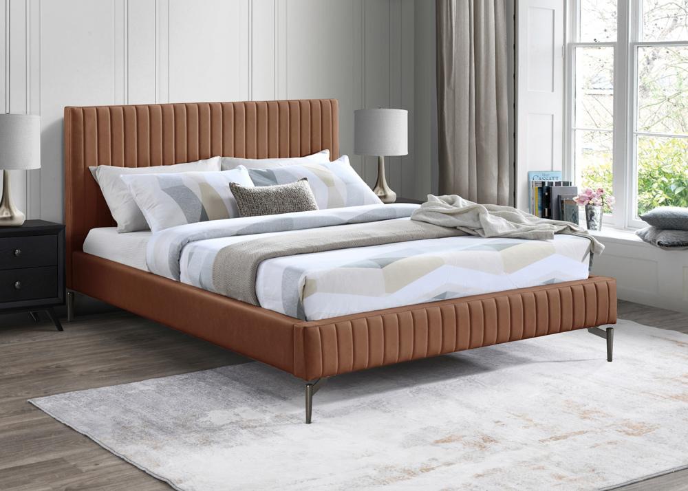 Meridian Furniture - Gallo Cognac Vegan Leather Full Bed - GalloCognac-F veiw 2