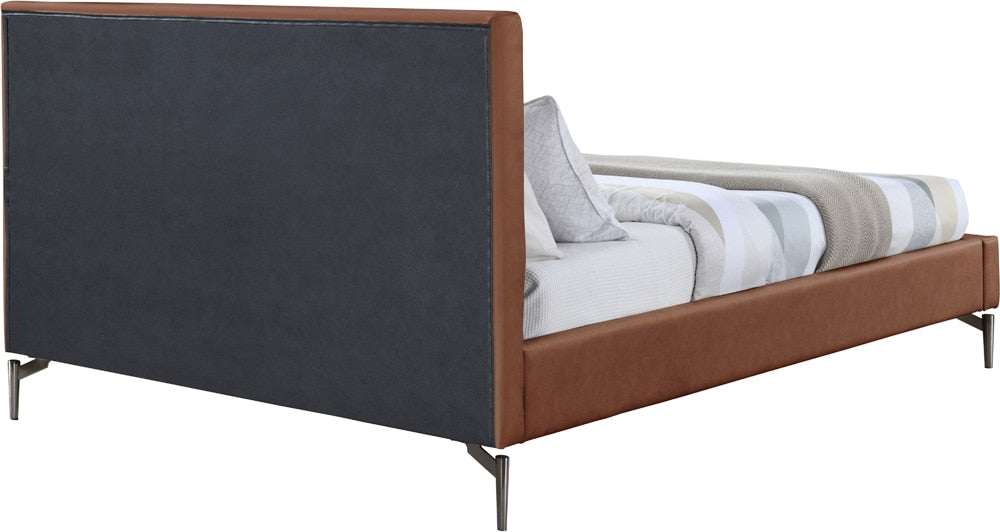 Meridian Furniture - Gallo Cognac Vegan Leather Full Bed - GalloCognac-F veiw 5