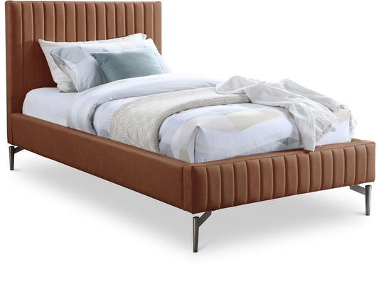 Meridian Furniture - Gallo Cognac Vegan Leather Twin Bed - GalloCognac-T veiw 1