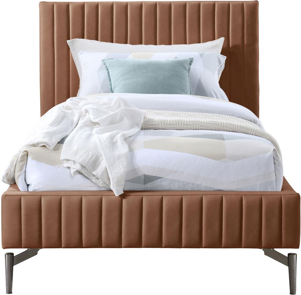 Meridian Furniture - Gallo Cognac Vegan Leather Twin Bed - GalloCognac-T veiw 3