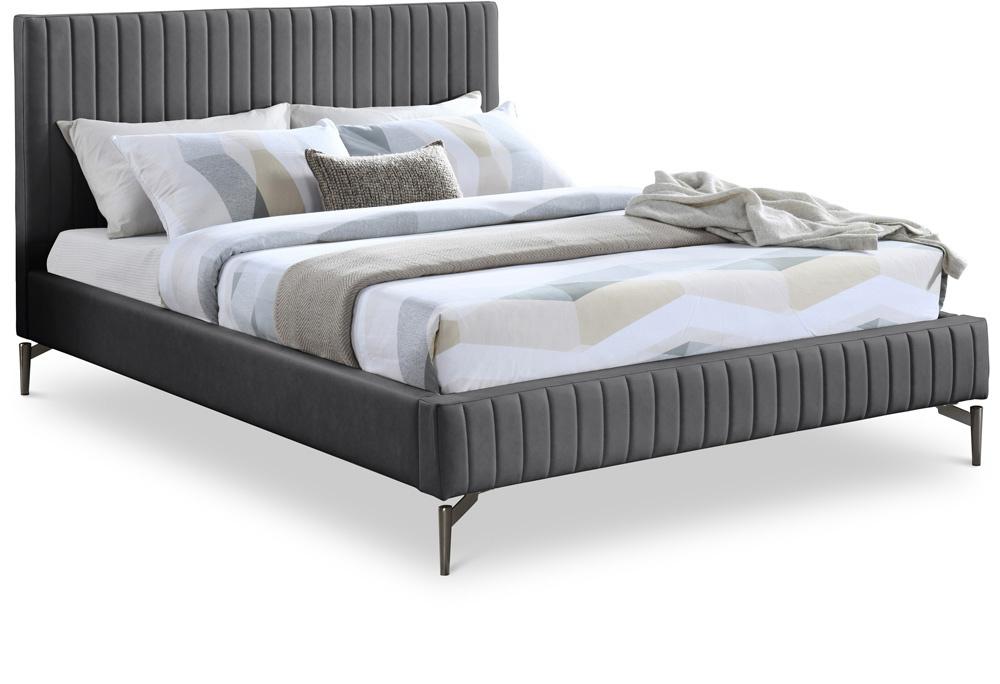 Meridian Furniture - Gallo Dark Grey Vegan Leather Full Bed - GalloGrey-F veiw 1