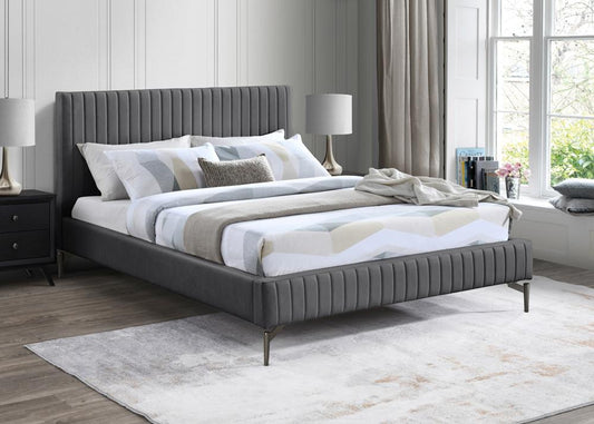 Meridian Furniture - Gallo Dark Grey Vegan Leather Queen Bed - GalloGrey-Q veiw 2
