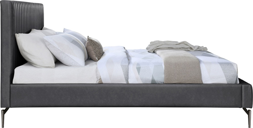 Meridian Furniture - Gallo Dark Grey Vegan Leather Queen Bed - GalloGrey-Q veiw 4