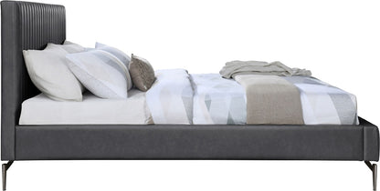 Meridian Furniture - Gallo Dark Grey Vegan Leather Queen Bed - GalloGrey-Q veiw 4