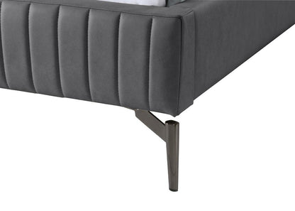 Meridian Furniture - Gallo Dark Grey Vegan Leather Queen Bed - GalloGrey-Q veiw 7