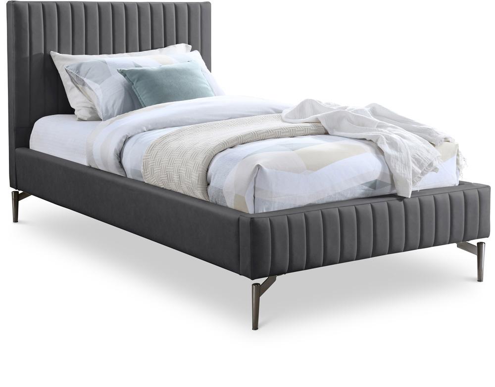 Meridian Furniture - Gallo Dark Grey Vegan Leather Twin Bed - GalloGrey-T veiw 1