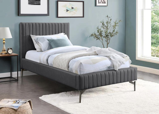 Meridian Furniture - Gallo Dark Grey Vegan Leather Twin Bed - GalloGrey-T veiw 2