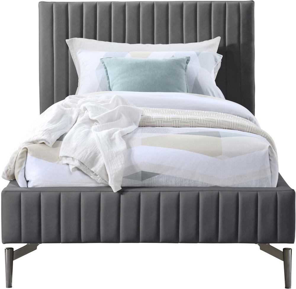 Meridian Furniture - Gallo Dark Grey Vegan Leather Twin Bed - GalloGrey-T veiw 3